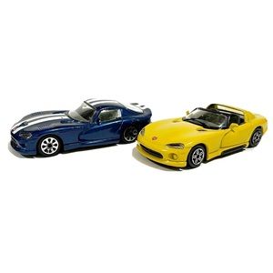Lot of 2 Vintage Burago Diecast Model Cars Made in Italy 1:43 Scale Viper Dodge